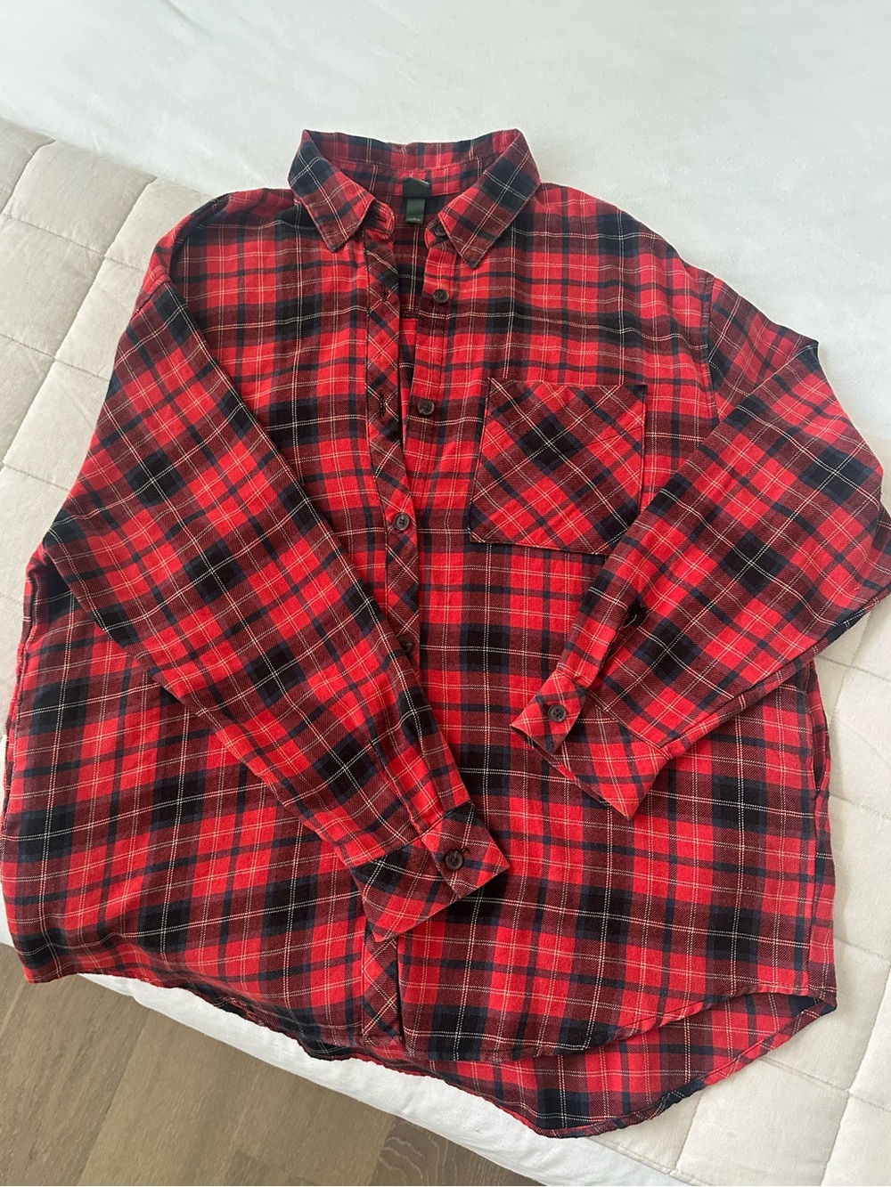 wild fable Red and Black Plaid Button-Down Shirt